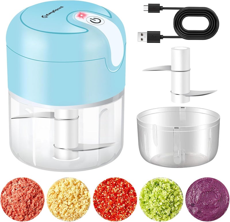 EASY SPEED EASYSPEED Electric Garlic Chopper 1Cup, Mini USB Charging Wireless Food Processor with 304 Stainless Steel, 2 Sharp Blades, Portable Kitchen Meat Grinder for Onion, Garlic, Ginger, Baby Food - Image 5